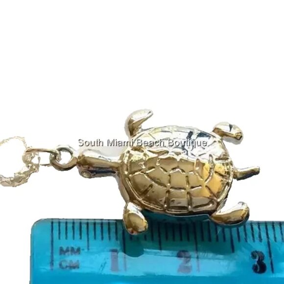 Silver Blue Crystal Sea Turtle Necklace Pendant Island Nautical Plated 17" - Picture 10 of 10